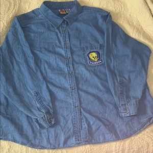 Vintage Tweety Jean Button Up